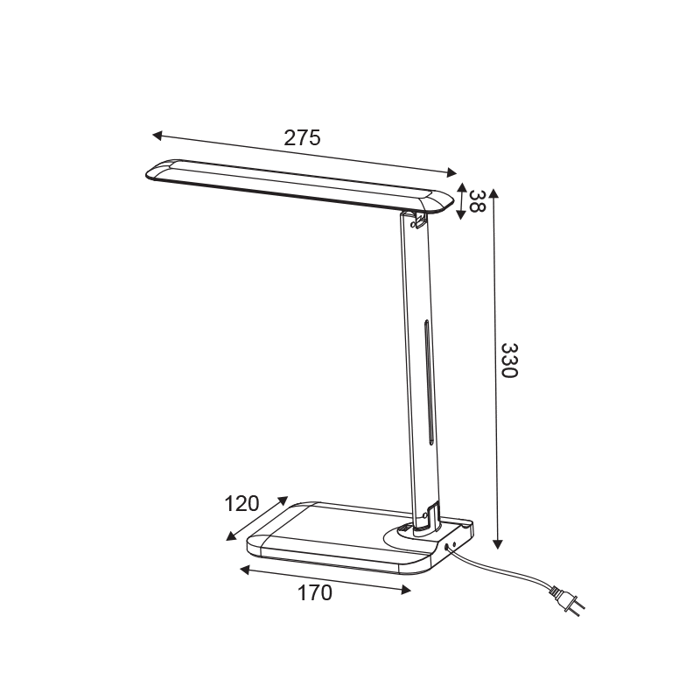 ACA Epitrapezio Fotistiko Metalliko/Plastiko 'FUTUR2' Mavro Led 12X17X33cm SF27LEDBK