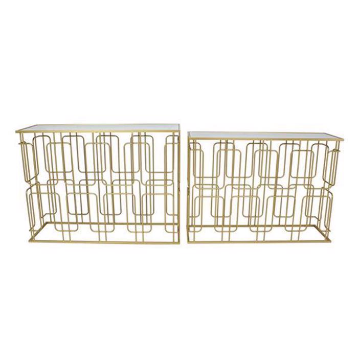 ESTHETI home Set ton 2 Konsola Metalliki/Gyalini Xrusi 107x35.5x79.5cm/101.5x30.5x74cm 750-39565