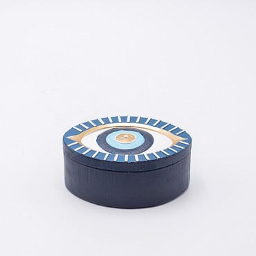ESTHETI home Μπιζουτιέρα σε Σχήμα Ματιού Resin Μπλε με Χρυσές Λεπτομέρειες 10x7.5x4.5cm 819-00804