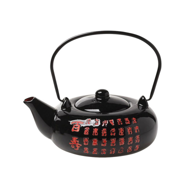 Τσαγιέρα με Σίτα Μαύρη/Κόκκινη Stoneware 600ml 19x14x8cm EZT101 Espiel
