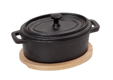 ESPIEL ΚΑΤΣΑΡΟΛΑ CAST-IRON ΜΑΥΡΗ 12Χ9Χ8ΕΚ ΜΕ ΒΑΣΗ BAMBOO SAG102 