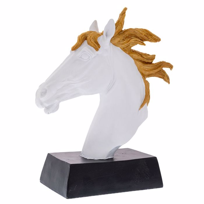 Iliadis Kefali Alogu Resin Lefko/Xruso se Basi 23x11x28.5cm 84564