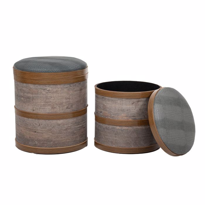 Iliadis Set ton 2 Skampo Xulino Kafe me Dermatino Ggri Kathisma F39x45cm/F34.5x38cm 85329
