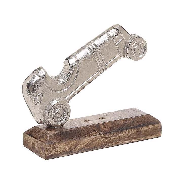 Inart Aftokinito Alouminenio Xulino Asimi Natural 13X5X15.5 3-70-895-0014