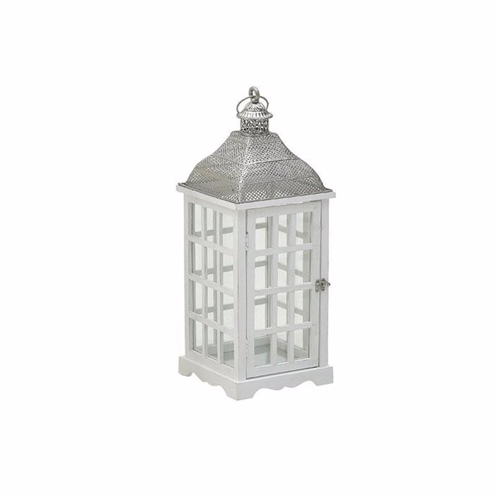 Inart Fanari Xulino Metalliko Lefko 24x24x62cm (Megthos: Small)