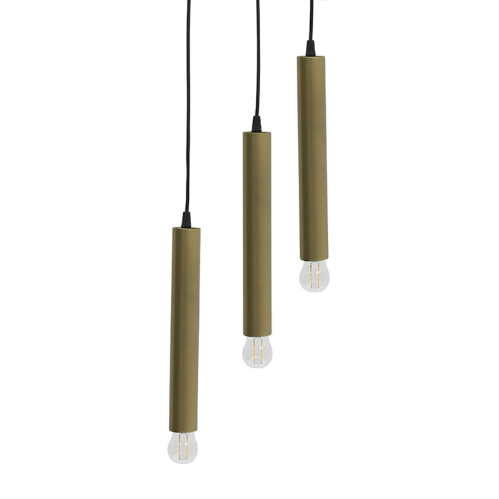 Inart Fotistiko Orofis 3foto Metalliko Mavro/Xruso E27 25X25X85 6-10-584-0049