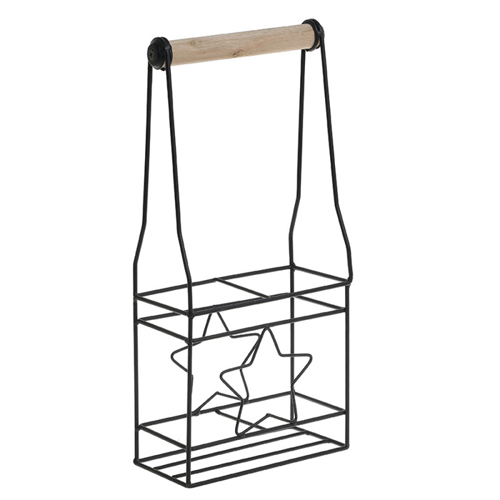 Inart Boukalothiki 2Theseon Metalliki/Xulini Mavri/Natural 17X9X39 6-70-299-0003