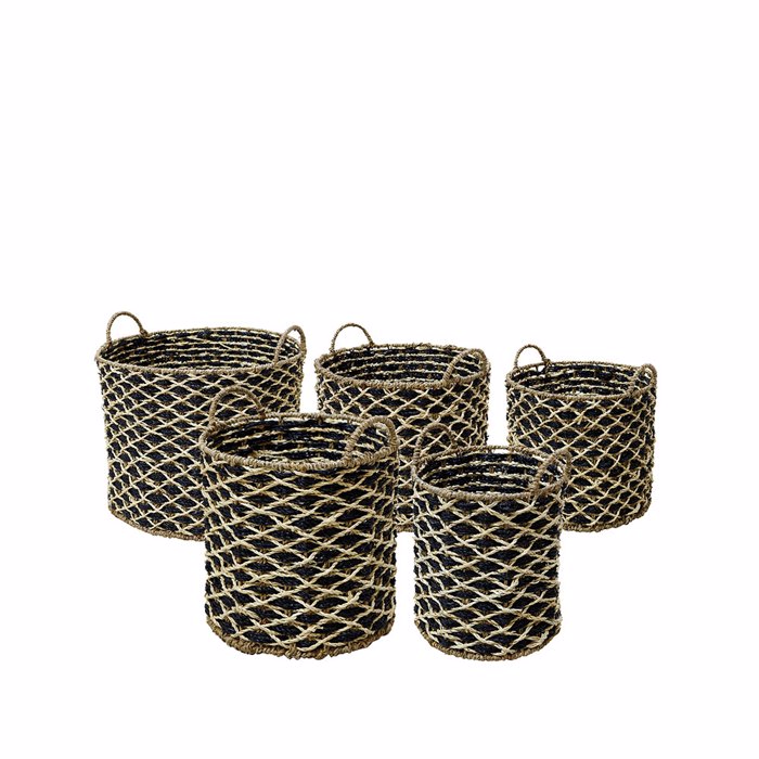 Liberta - Maison ROMBUS Set ton 5 Kalathi Seagrass/Siderenio Fusiko/Mavro F43x39cm 019029