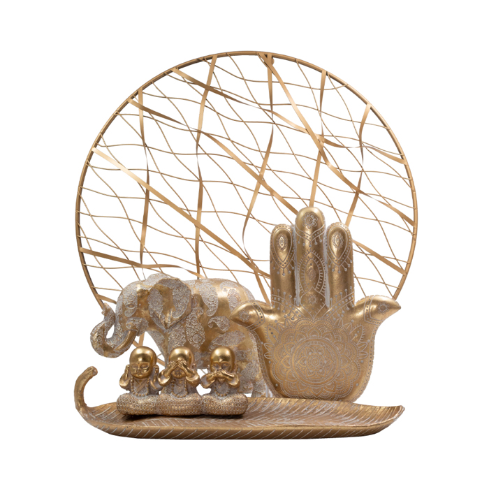 Liberta - Maison HAMSA DECO Diakosmitiko Toixou Resin Xruso/Lefko 25x3x30cm 019681