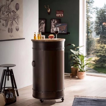 Liberta-Maison Tank Τραπέζι Bar Γκρι Σκούρο Φυσικό 65x65x116cm 02-0662