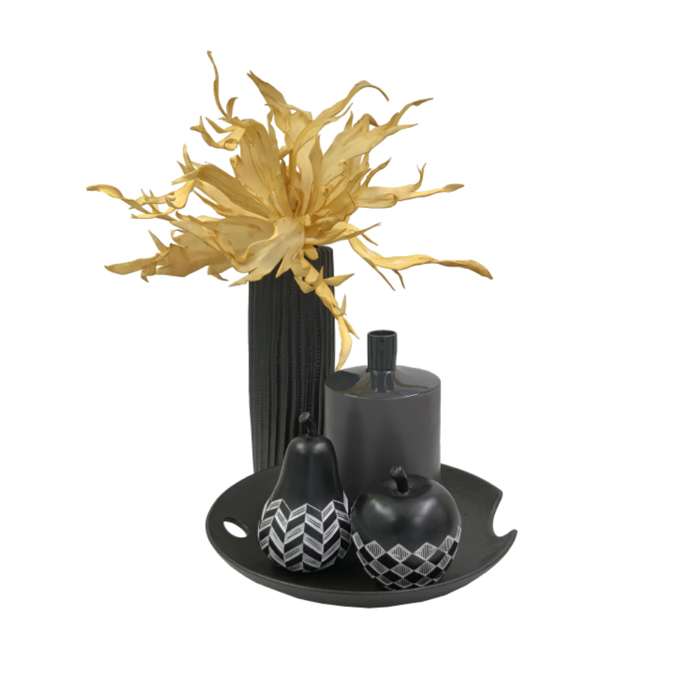 Liberta - Maison FRUIT BLACK 2 DECO Milo Resin Mavro/Lefko F12x13.2cm 020751