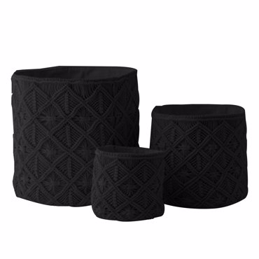 Liberta - Maison AL MANO Σετ των 3 Καλάθι Βαμβακερό/Polyester Μαύρο Φ40x40cm 021664