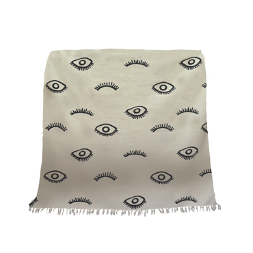 Liberta - Maison EYES WHITE Ριχτάρι Βαμβακερό Λευκό/Μαύρο 130x170cm 021787