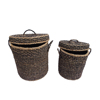 Liberta-Maison Daman Kalathi Me Kapaki Set 2tmx 44x44x45cm Seagrass Fusiko Mavro 021996