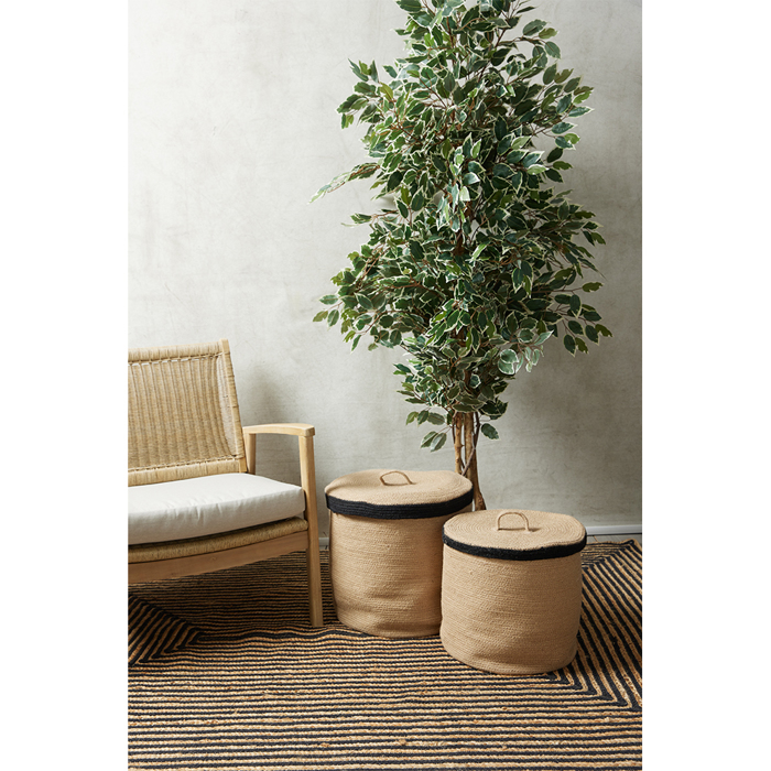 Liberta - Maison GOLU Set ton 2 Kalathi me Kapaki Seagrass Fusiko/Mavro F40x40cm 022008