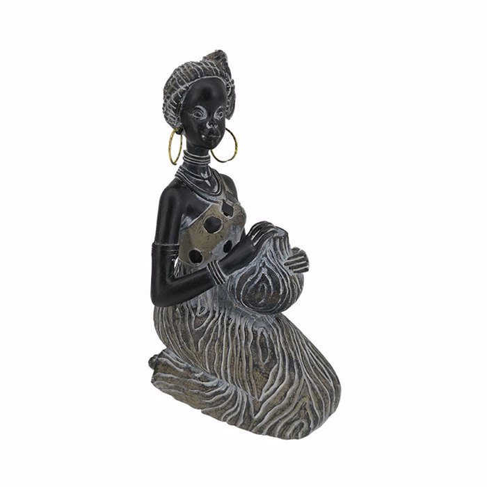 Liberta - Maison RABIA 2 DECO Figura Resin Mavri/Kafe/Lefki 12x7.5x18cm 022739