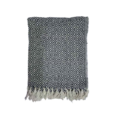 Liberta - Maison LANCE Ριχτάρι Διακοσμητικό 130x170cm Βαμβάκι Λευκό Μαύρο Polyester 026011