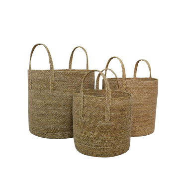 Liberta-Maison Del Mar Καλάθι Χερούλι Set 3ΤΜx 35x35x35cm Seagrass Φυσικό 027383
