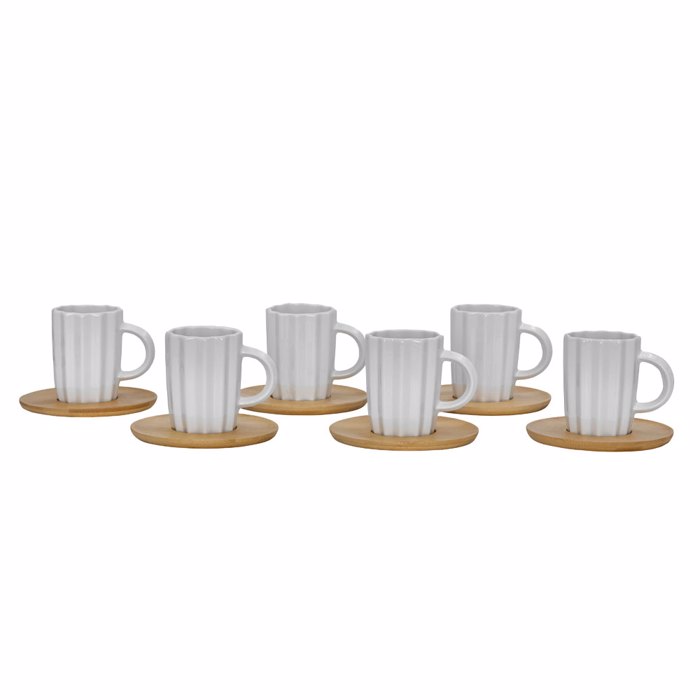 Liberta-Maison Cactus Koupa Espresso Set 6tmx 32x28x7cm Porselani Lefko Fusiko Bamboo 030001