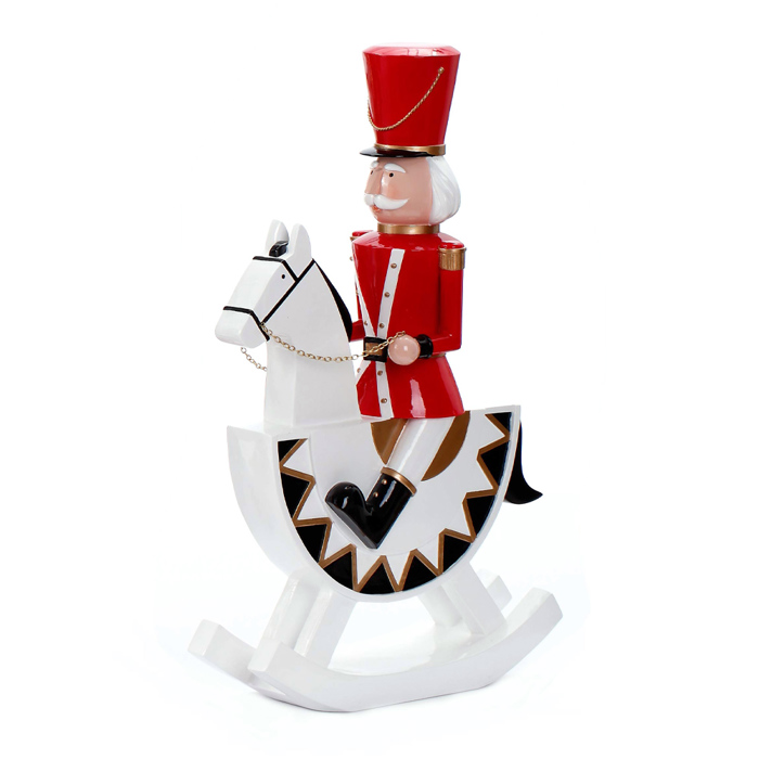 Liberta - Maison XMAS RED HORSE ROCKING DECO Alog me Karuothrafsti Resin Lefko/Mavro/Kokkino 44x18x72cm 030478