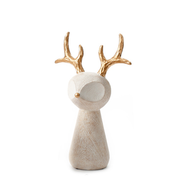 Liberta - Maison XMAS CUTE DEER M DECO Τάρανδος Resin Μπεζ/Χρυσός 22x12x34cm 030489