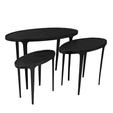Liberta-Maison Landing Coffee Table Set 3ΤΕΜ Μαύρο 89x41x61.5cm 04-0880