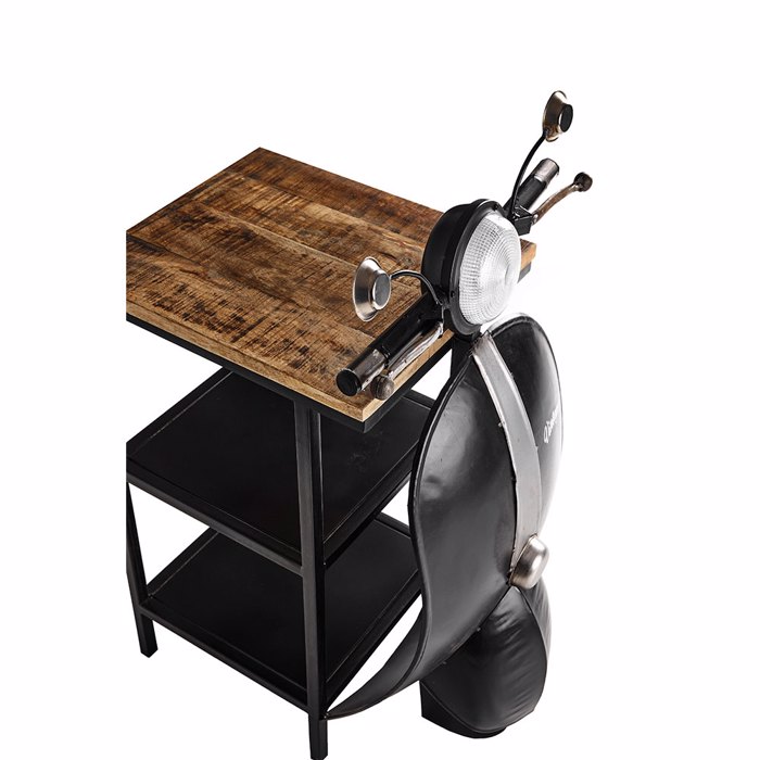 Liberta-Maison Mini Vespa Side Table Me Rafia Mavro Asimi Fusiko 61x45x85.5cm 04-0987