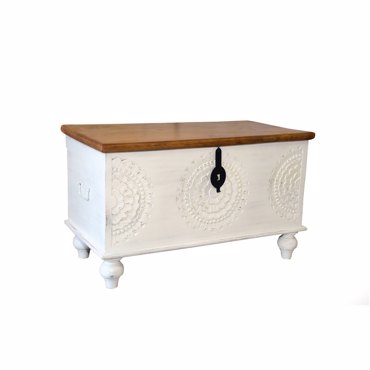 Liberta-Maison Rhodes Μπαούλο Λευκό Decape Καρυδι 85x44x50cm 04-1177