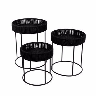 Liberta-Maison Thasos Coffee Table Set 3ΤΕΜ Μαύρο 40x40x51cm 04-1193