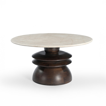 Liberta-Maison Beatle Coffee Table Καφέ Σκούρο Beige Με Οψη Μαρμαρου 80x80x40cm 04-1374