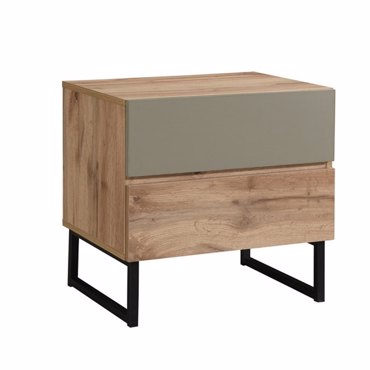Liberta - Maison VERDE Κομοδίνο Φυσικό/Μέντα με 2 Συρτάρια 50x41.5x50cm 09-2043