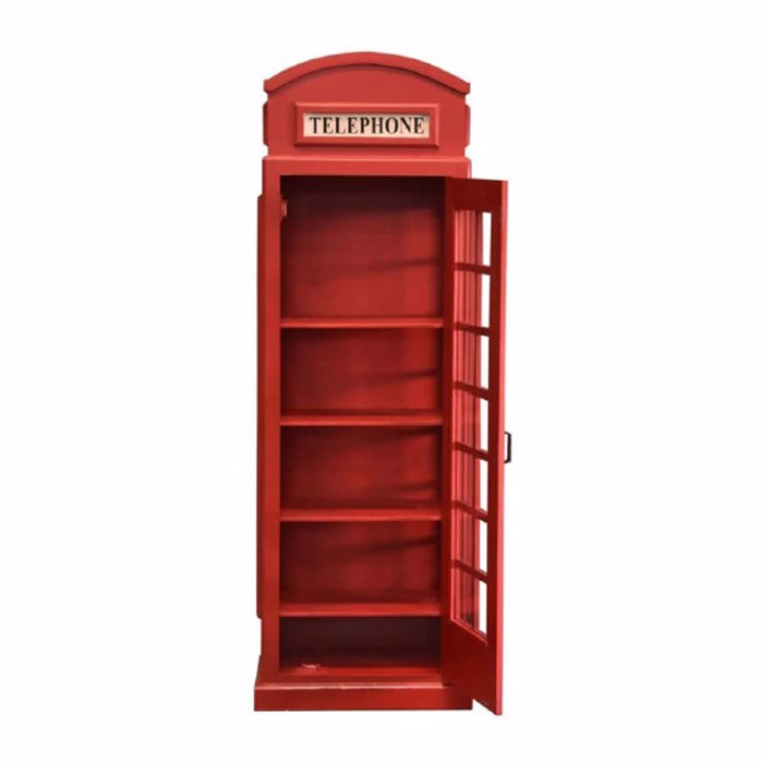 Liberta-Maison London Calling Bibliothiki Psili Kokkino 64x40x180cm 24-0693