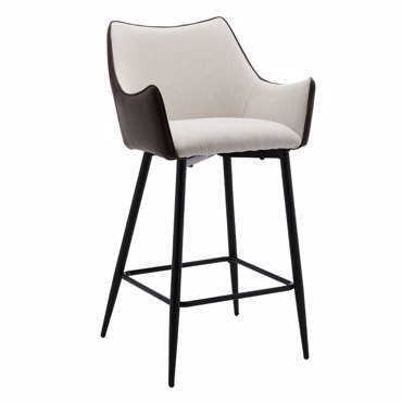 Liberta - Maison MALONE Σκαμπό Bar Γκρι Ανοιχτό/Καφέ Σκούρο 38x51x96cm 26-0019