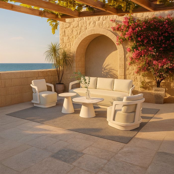 Liberta - Maison TORRE Set Saloni Exoterikou Xorou Off White 198x81x66cm 49-0006