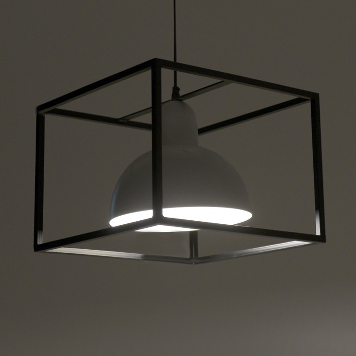 Inart Fotistiko Orofis Metalliko Mavro Lefko E27 37X37X27 3-10-650-0007