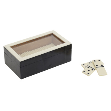 Inart Σετ Ντόμινο Ξύλινο Resin Λευκό 14.5Χ8Χ5 3-70-622-0010