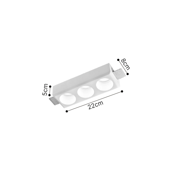 Inlight Xonefto Tetragno Spot apo Gypso 3xGU10 22x8x5cm (X0013-WH)