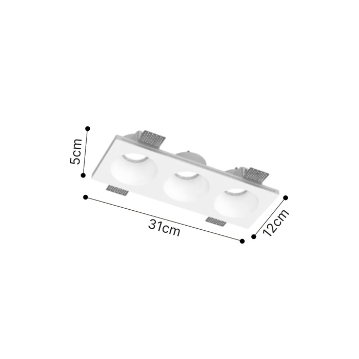 Inlight Xonefto Spot apo Gypso 3xGU10 31x12x5cm (X0016-WH)