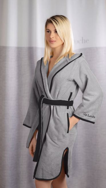 Guy Laroche Μπουρνούζι New Comfy Smoke Medium με Κουκούλα