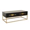 ESTHETI home Trapezaki Saloniou Xulino Mavro me Metallika Podia Xrusa 120x60x45cm 750-38512