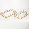 ESTHETI home Set ton 2 Diskos Xrusos Metallikos me Kathrepti 35x25x5.5cm/30.5x20x5.5cm 752-16033