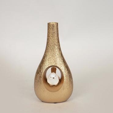 ESTHETI home Βάζο Resin Χρυσό με Λευκό Πουλί 11x7.7x22.5cm 752-21046