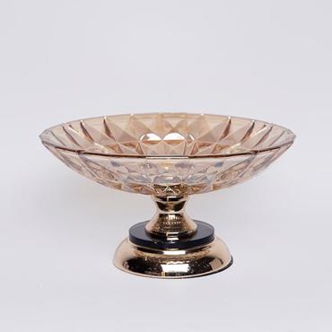 ESTHETI home Τουρτιέρα Μεταλλική Χρυσή με Γυαλί Φ29.5x16cm 754-11023