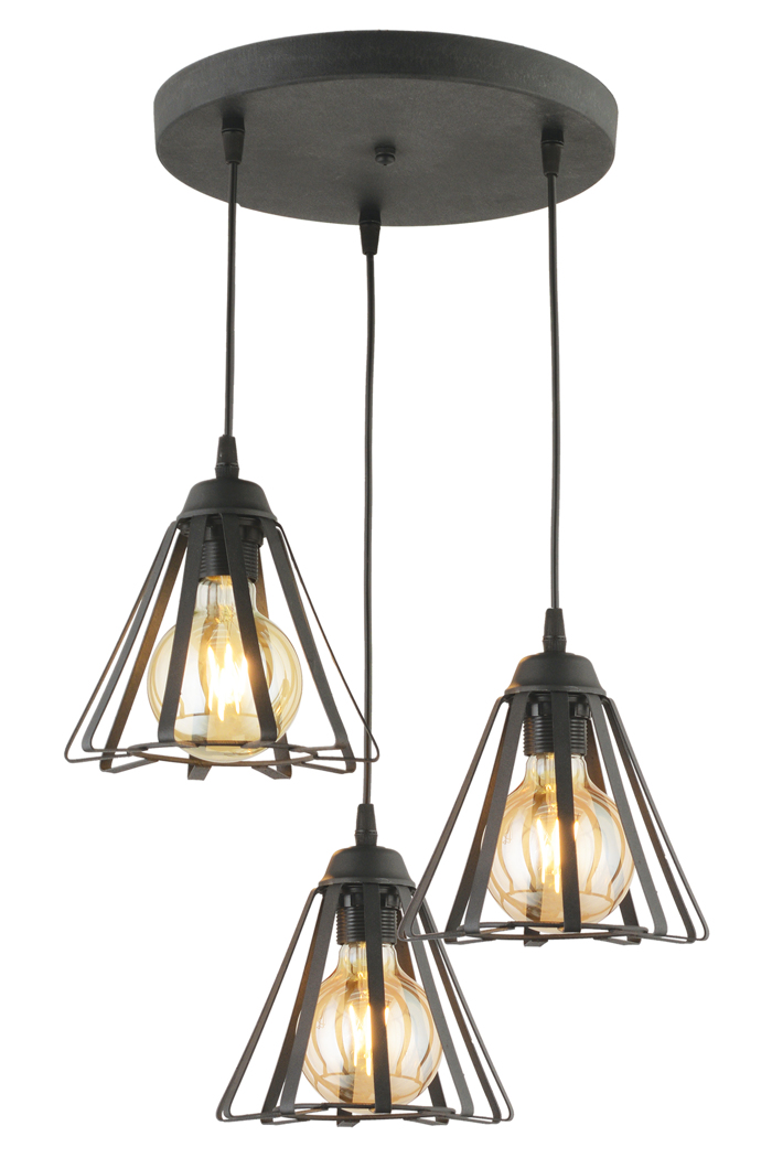ArLight PDT 1255-3 BK Kremasto Fotistiko Orofis Mavra Trigna se Rozeta Trifoto E27 F24x80cm 0103524