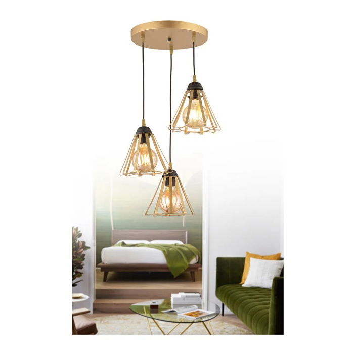 ArLight PDT 1255-3 AB Kremasto Fotistiko Orofis Xrusa Trigna se Rozeta Trifoto E27 F24x80cm 0103525