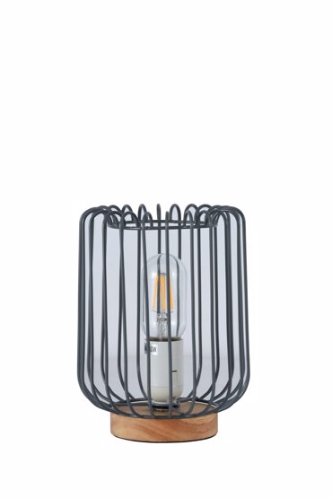 ArLight TLC 6324 Πορτατίφ Μεταλλικό Γκρι με Ξύλινη Βάση Μονόφωτο Ε27 Φ15x21cm 0224108