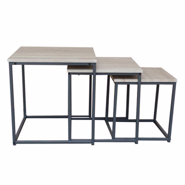 Liberta - Maison PLEGMA Σετ των 3 Coffee Table Sonoma/Μαύρο 48x48x50cm 04-0575