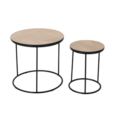 Liberta - Maison PARKE Σετ των 2 Coffee Table Μαύρο/Φυσικό Φ48x45cm 04-0691