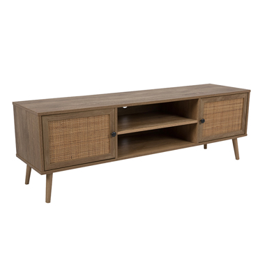 Liberta - Maison AMMOS TV Stand Φυσικό με Rattan με 2 Πορτάκια 150x39x49cm 05-0471