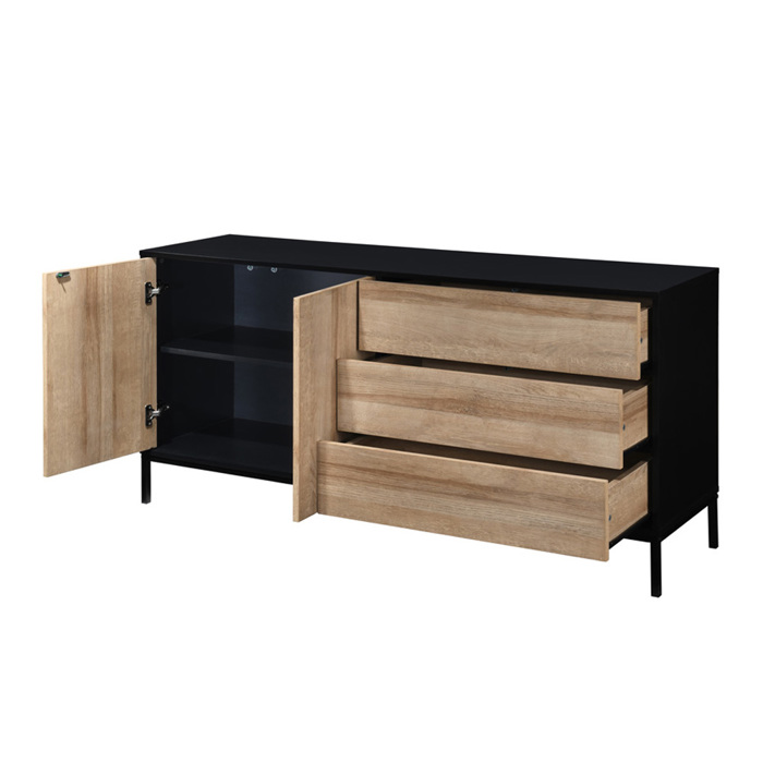 Liberta - Maison BLACKBIRD Boufes Riviera Oak/Mavros me 2 Portes kai 3 Surtaria 150x40x75.5cm 05-0669